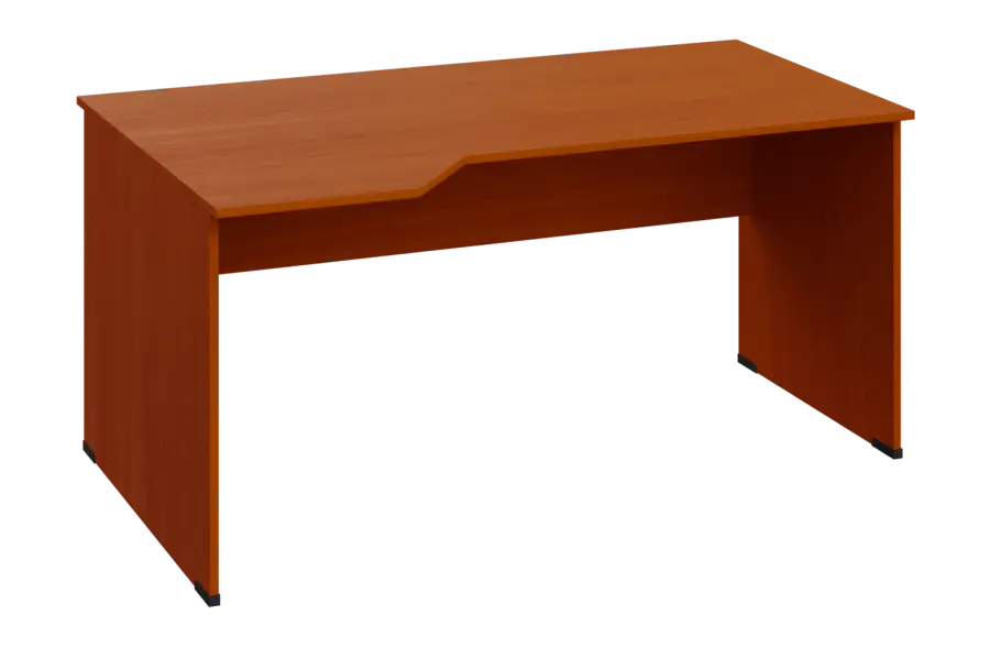 EZL 18 - 164 stůl kancelářský, rohový, levý, dřevěná podnož, deska 18 mm, široký 1600 mm, třešeň šumavská